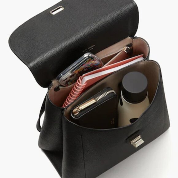 Kate Spade Essential Medium Backpack Blue Leather Turnlock Flap Bag - Picture 10 of 11